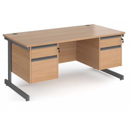Harlow Straight Desk with 2 x Two Drawer Pedestals
